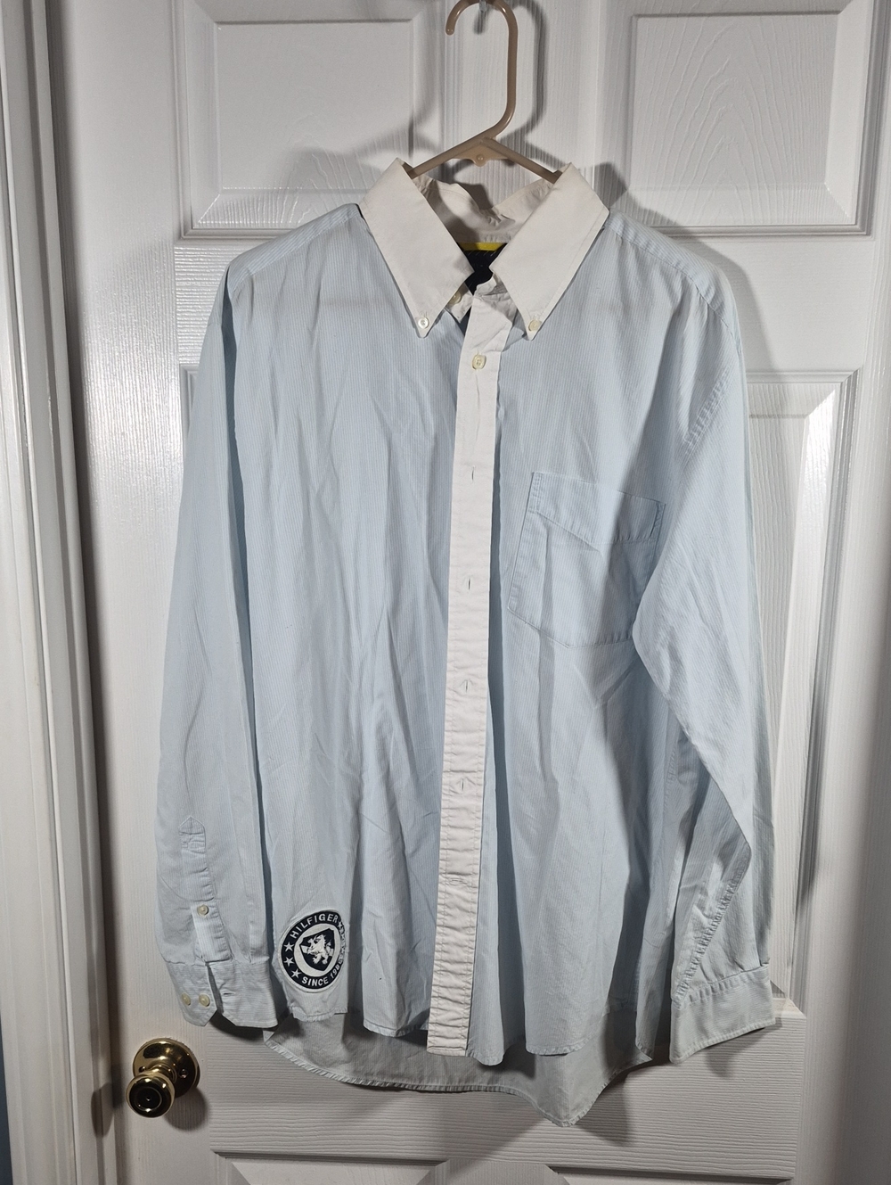 Tommy Hilfiger Light Blue Button-Down Shirt with White Collar